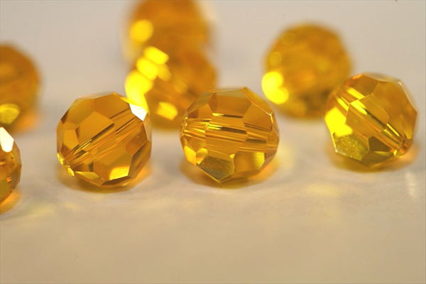 50pcs Adabele Austrian Faceted Round Crystal Beads #5000, Light Topaz Yellow, Size Selections: 4mm/6mm/8mm/10mm