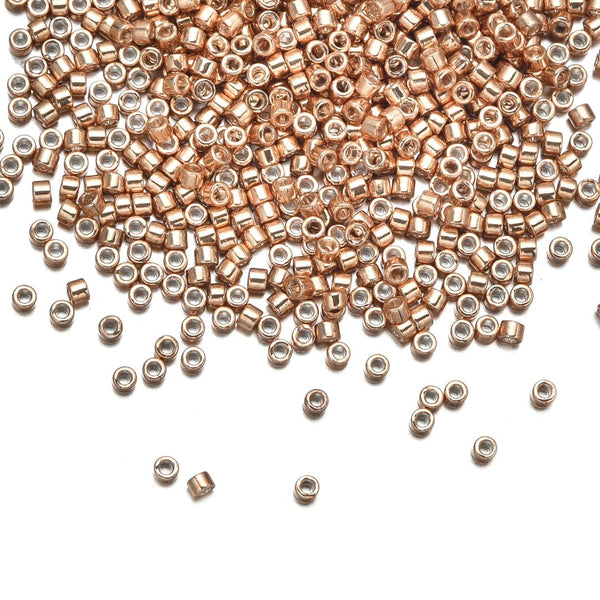 7.5g Miyuki Delica 11/0 Seed Beads, Opague Galvanized Apricot Gold DB411