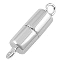 1pc 925 Sterling Silver Tube Magnetic Clasp, Tarnish Resistant Rhodium Plated, 13.2mm, SS385