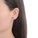 1 Pair 925 Sterling Silver September Love Heart Birthstone Stud Earrings, 6mm/0.84 Carat Cubic Zirconia CZ Blue Sapphire Stone, SSE79-9