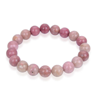 1 Strand Stretch Natural Pink Rhodonite Beaded Gemstone Bracelet, 8mm Bead, Length Selections: 7 inch/7.5 inch/8 inch/8.5 inch