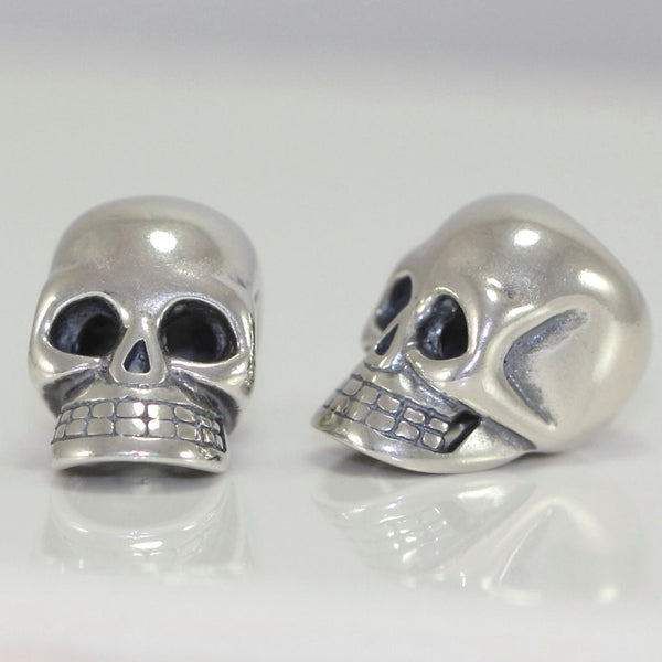 1pc Solid 925 Sterling Silver Skull Head Fearless Bead Charm, Compatible with Pandora All Other Charm Bracelet, EC24-B6