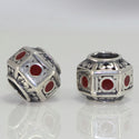 1pc Solid 925 Steling Silver Lantern Charm Lucky Red Stone Bead Charm, Compatible with Pandora All Other Charm Bracelet, EC180