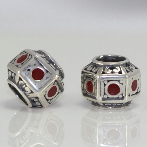 1pc Solid 925 Steling Silver Lantern Charm Lucky Red Stone Bead Charm, Compatible with Pandora All Other Charm Bracelet, EC180