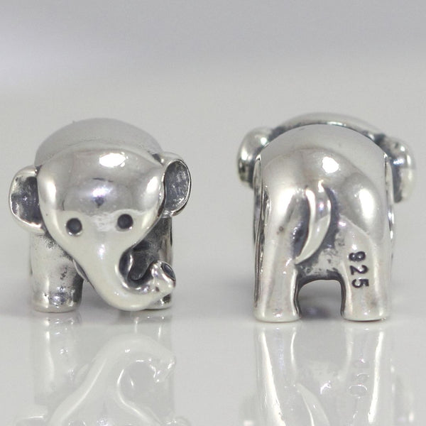 1pc Cute Solid 925 Sterling Silver Elephant Charm Good Luck Bead, Compatible with Pandora All Other Charm Bracelets, EC2-G2