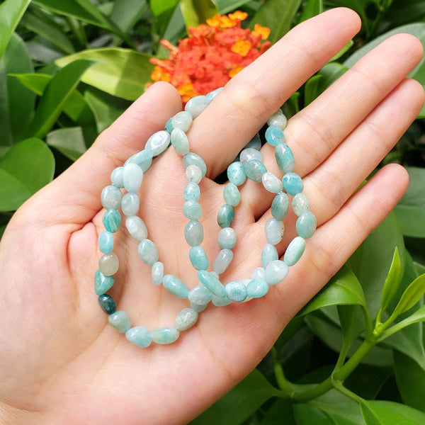 1 Strand Stretch Natural Amazonite Free Form Gemstone Bracelet, 5-8mm Small Beads, Length Selections: 7 inch/7.5 inch
