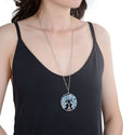 1pc Tree of Life Prosperity Necklace, Natural Blue Aquamarine Gemstone Pendant, 26 inch Surgical Stainless Steel Chain, GGP9-12