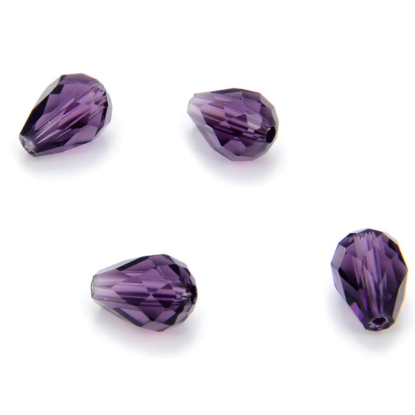 24pcs Adabele Austrian Faceted Teardrop Crystal Beads #5500, Purple Velvet, 8mm x 6mm, Hole ID 1mm, SST-827