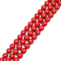 AAA Grade Natural Shell Pearl Round Beads, Freshwater Mother Of Pearl Nacre, Red, 1 Strand/15 Inch, Size Selections: 4mm/6mm/8mm