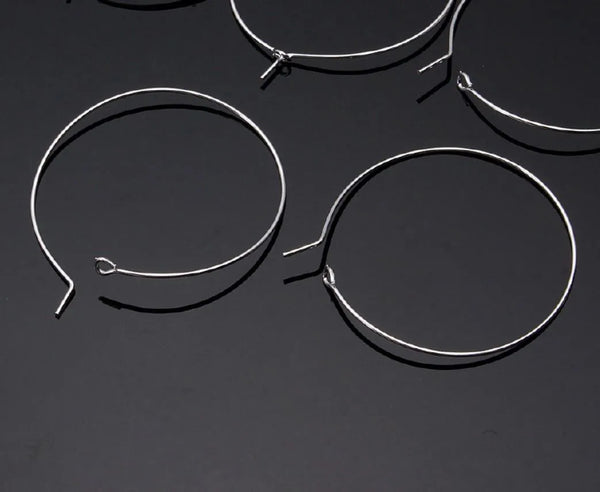 100pcs 316 Surgical Stainless Steel Round Hoop Earring Findings –(20mm/30mm/40mm/50mm/60)