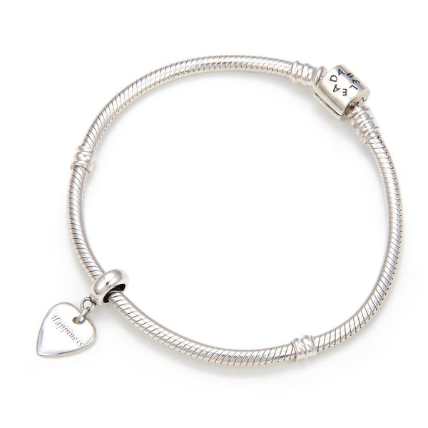 1pc Real 925 Sterling Silver Happy Love Heart Bead Charm Pendant, Compatible with Pandora All Other Charm Bracelets, EC4-D5