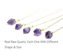 1pc Natural Raw Purple Amethyst Crystal Free Form Gemstone Pendant Necklace, 18 inch 18K Yellow Gold Plated Stainless Steel Chain, GGP12-2