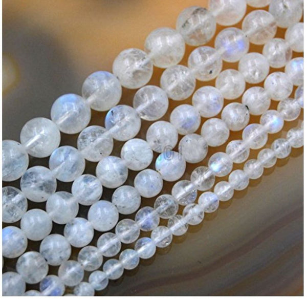 Natural Blue Flash Moonstone Gemstone Round Beads, 15 Inch/1 Strand, Size Selections: 4mm/6mm/8mm/10mm