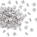 100pcs Grade A Square Crystal Clear Rhinestone Beads, Sterling Silver Plated Brass, Size Selections: 5mm/6mm/8mm/10mm