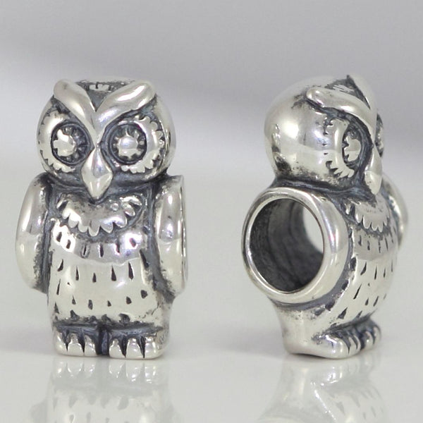 1pc Real Solid Sterling Silver Owl Charm Wisdom Bead, Compatible with Pandora All Other Charm Bracelets, EC396
