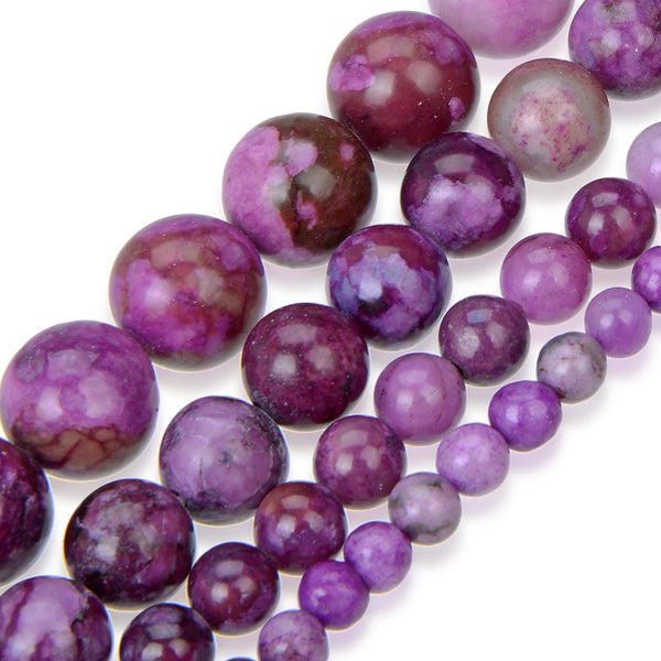 Natural Purple Sugilite Gemstone Round Beads, 1 Strand/15 Inch, Size Selections: 4mm/6mm/8mm/10mm