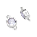 2pcs 925 Sterling Silver 4mm Tiny April Birthstone Links, Tarnish Resistant, Clear Cubic Zirconia Gemstone Connector, SXP6-4
