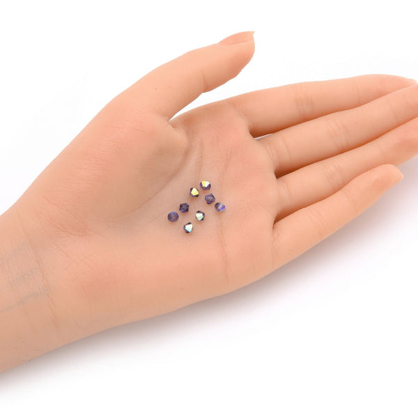 100pcs Preciosa Faceted Bicone Crystal Beads, Tanzanite AB, Size Selections: 3mm/4mm/6mm