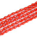 120pcs Creative Club Faceted Teardrop Crystal Glass Beads, Center Drilled, Coral Red, 12x8mm, Hole ID 1mm, CCT-1235