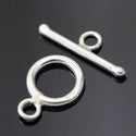 2 Sets 925 Sterling Silver Round Toggle Clasps, T-Bar Jewelry Closure, Size Selections: 10mm/12mm/15mm