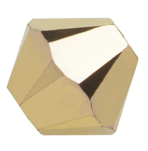 50pcs Preciosa Faceted Bicone Crystal Beads, Gold Aurum (Full-Coat), 6mm, Hole ID 1mm, Pre-B636