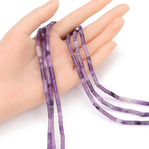 Natural Purple Mica Phosphosiderite Gemstone Cylinder Tube Beads, 13x4mm, Hole ID 1mm, 14.5 Inch/1 Strand, GH-H13