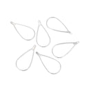 50pcs Teardrop Beading Hoops, Sterling Silver Plated Brass, 0.7mm/21 gauge, 50mm Long, CF130-1