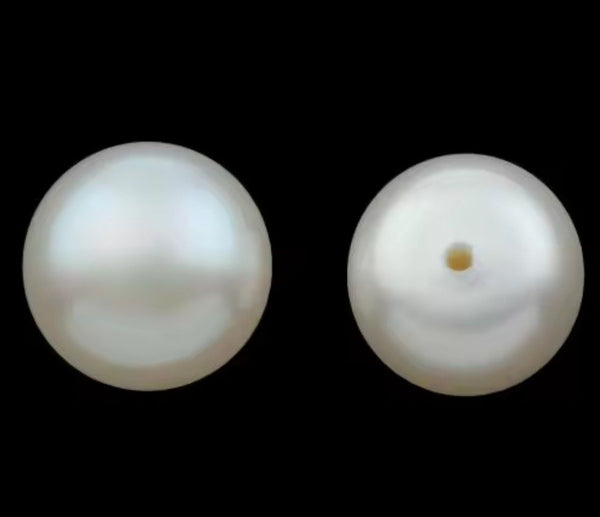 10pcs Natural AAAA Grade High Luster Half Drilled Potato Round Pearls Beads, White Cultured Freshwater Pearls, 5-6mm, Hole ID 0.95mm, PP4-56