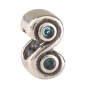 Real 925 Sterling Silver Charm, March Birthstone Bead, Cubic Zirconia CZ Blue Aquamarine...