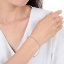 1pc 925 Sterling Silver Beaded Chain Bracelet, 4x2mm Oval Beads & 2mm Small Beads, Tarnish Resistant White Gold Plated, Length Selections: 7 inch/7.5 inch/8 inch