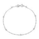 1pc 925 Sterling Silver 2.5mm Bead Station Cable Chain Bracelet, Tarnish Resistant White Gold Plated, Length Selections: 7 inch/7.5 inch
