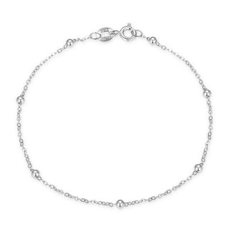 1pc 925 Sterling Silver 2.5mm Bead Station Cable Chain Bracelet, Length Selections: 7 inch/7.5 inch