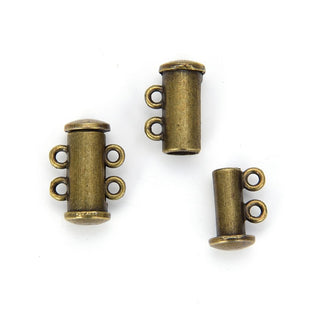 10pcs 2-Strand Magnetic Lock Clasp Sets, Multiple Strands Layering Clasp, Antique Bronze Plated Brass, 15mm, CF229-2