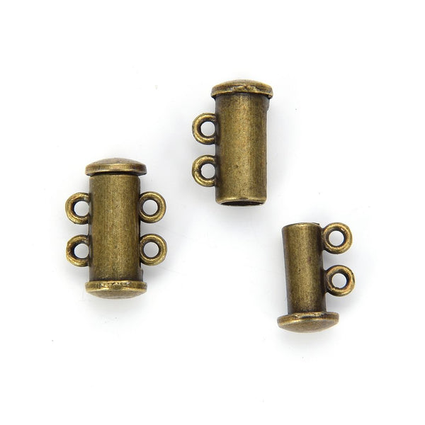 10pcs 2-Strand Magnetic Lock Clasp Sets, Multiple Strands Layering Clasp, Antique Bronze Plated Brass, 15mm, CF229-2