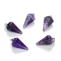 2pcs Natural Purple Amethyst Gemstone Pendant Drops, 25mm, G2P-M2