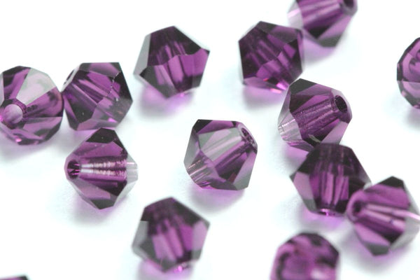 100pcs Preciosa Faceted Bicone Crystal Beads, Amethyst (Purple), Size Selections: 3mm/4mm/6mm