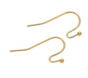 100pcs Ball End Fish Earring Hooks, 18K Yellow Gold Plated Brass, 0.75mm/21 Gauge, 20mm Long CF206-G