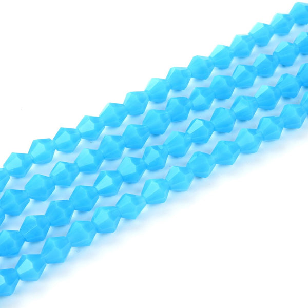 250pcs Creative Club Faceted Bicone Crystal Glass Beads, Blue Turquoise Opal, 6mm (0.24 Inch), Hole ID 1mm, CCB631