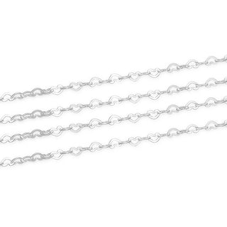 5 Feet 925 Sterling Silver Unfinished Heart Shaped Chain Links, 5.5mm x 4.3mm, SSK-T3