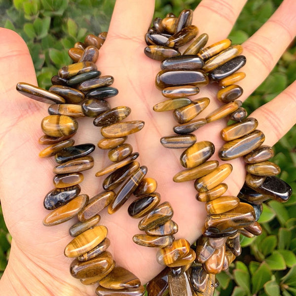 Natural Golden Yellow Tigers Eye Gemstone Stick Point Beads, Irregular, 7mm-23mm Long, Hole ID 1mm 1 Strand/15 Inch, GZ5-11