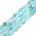 Natural Amazonite Amazonstone Gemstone Oval Tumbled Pebble Beads, Irregular, 6mm to 8mm, Hole ID 1mm, 15 Inch/1 Strand, GZ11-45