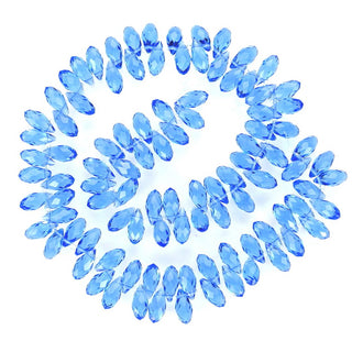 200pcs Creative Club Faceted Teardrop Briolette Crystal Glass Beads, Pendant Drop, Light Sapphire Blue, 12x6mm, Hole ID 1mm, CCT2-14
