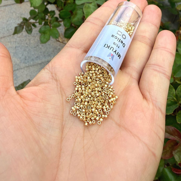7.5g Miyuki Delica 11/0 Seed Beads, Duracoat Opaque Galvanized Gold DB1832