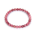 1 Strand Stretch Natural Grade A Pink Rhodonite Beaded Gemstone Bracelet, 6mm Beads, Length Selections: 7 inch/7.5 inch/8 inch