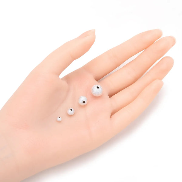 100pcs Sparkle Stardust Round Beads, Sterling Silver Plated Brass, Size Selections: 6mm/8mm/10mm
