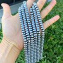 Grade A Natural Hematite Gemstone Rondelle Beads, White Gold Plated, 1 Strand/15 Inch, 8x6mm, Hole ID 1mm, GFC9-4