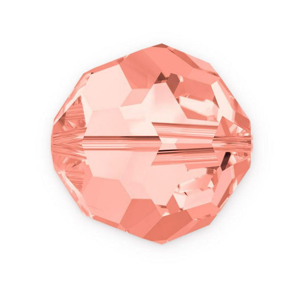 50pcs Adabele Austrian Faceted Round Crystal Beads #5000, Light Padparadscha Pink, Size Selections: 4mm/6mm/8mm/10mm