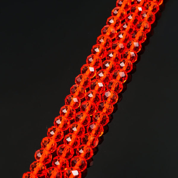 500pcs Creative Club Faceted Rondelle Crystal Glass Beads, Light Siam Red, 6x4mm, Hole ID 1mm, CCR606