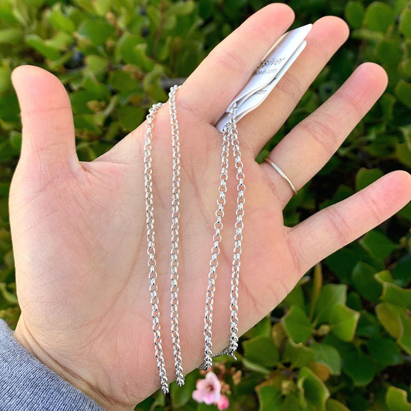 1pc 925 Sterling Silver Rolo Link Chain Necklace, Tarnish Resistant Rhodium Plated, 3mm, Sturdy Thick, Length Selections: 16/18/20/26/28 inch