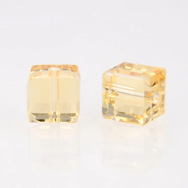 24pcs Adabele Austrian Faceted Cube Crystal Beads #5601, Golden Champagne, Size Selections: 4mm/6mm/8mm
